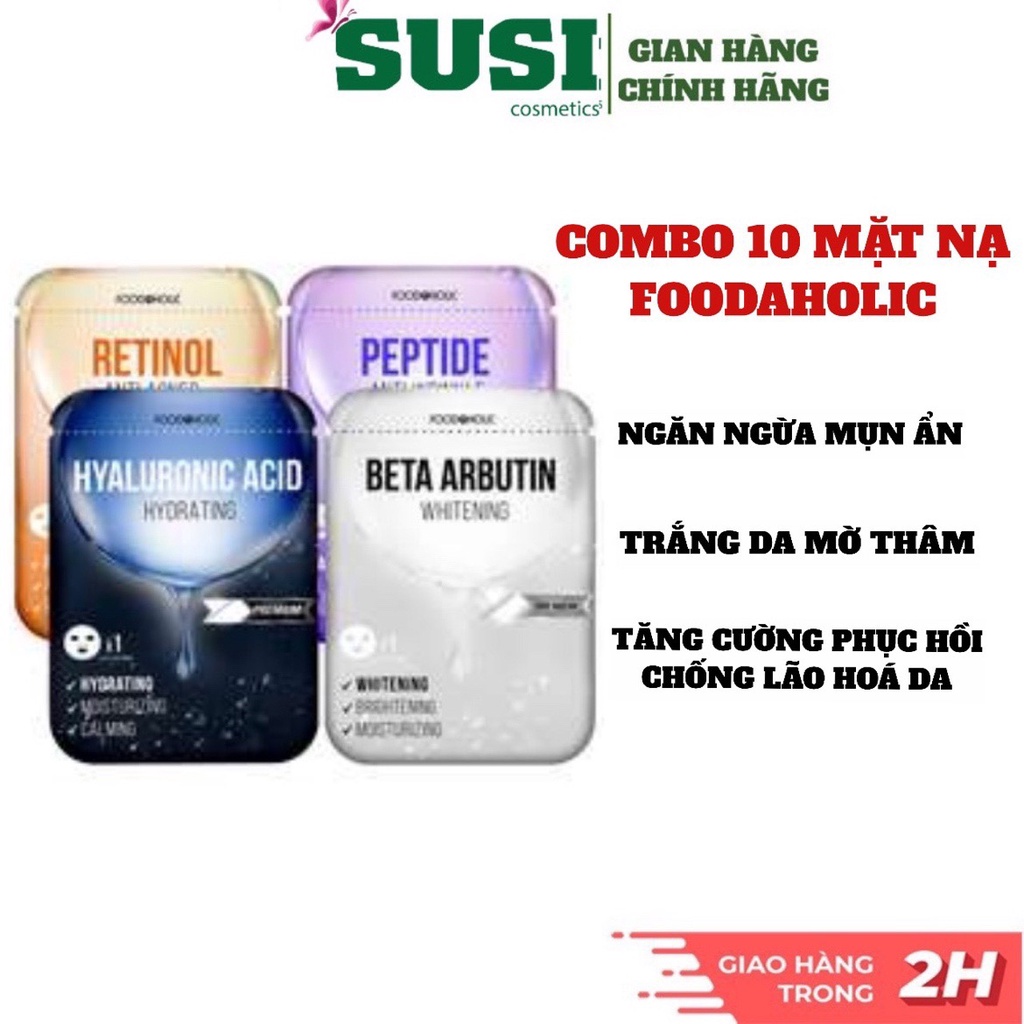 Combo 10 Mặt Nạ Giấy Chăm Sóc Da Toàn Diện Foodaholic Mask 23g