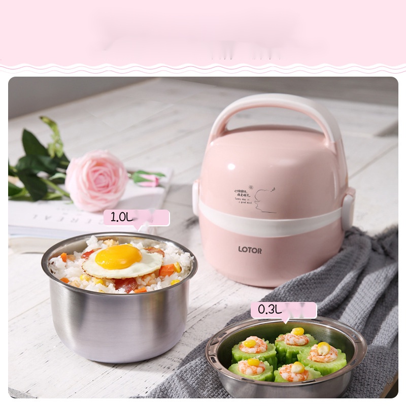 Hộp Cơm Sưởi Điện Gấu Trúc Nhỏ Hộp Cơm Sưởi Điện Đa Chức Năng Cầm Tay Hộp Cơm Hấp Hai Lớp Tạo Tác Hộp Cơm Học Sinh Văn P
