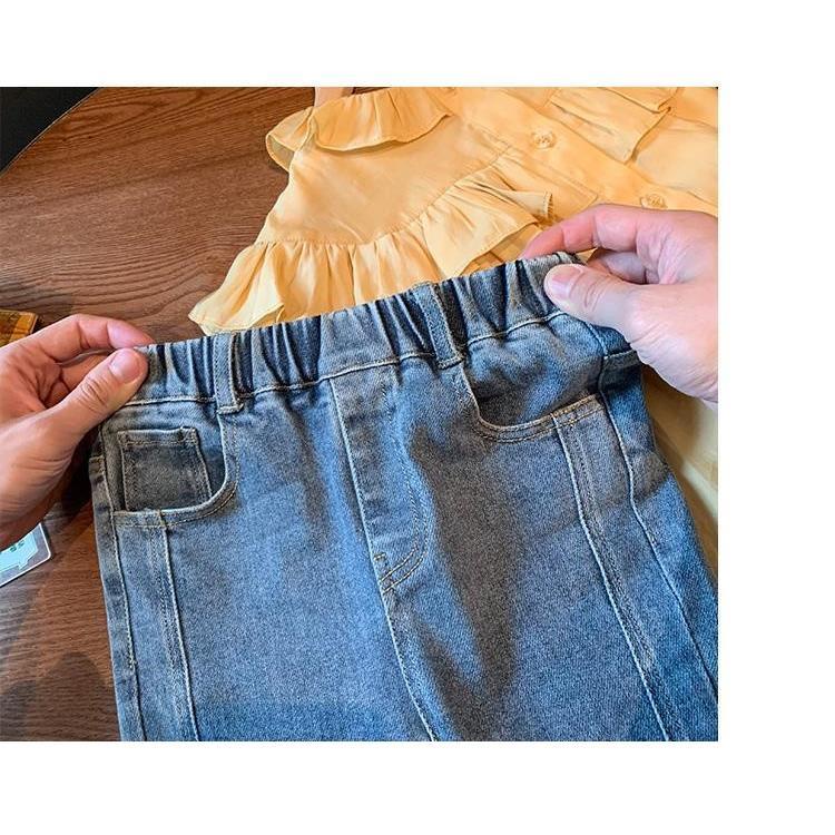 Quần Jeans Ống Loe Hình Trái Tim Thời Trang Mùa Thu Mới 2022 Dành Cho Bé Gái