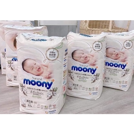 Bỉm dán/quần moony nature Nb63/S58/M46/L38/xl32