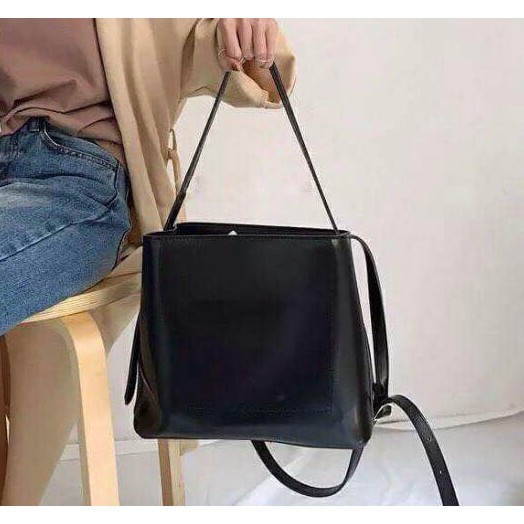 [Mã FASHIONT4WA2 giảm 10K đơn 50K] Túi basic hàng qc họa tiết trơn hai ngăn form rộng đựng vừa a4