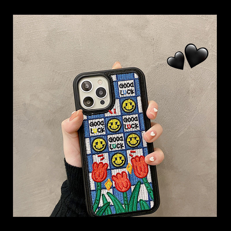 Ốp Điện Thoại Thêu Hình Hoa tulip Chống Rơi Cho iphone 14 pro max 13 pro max 11 / 12pro max 12 xs max