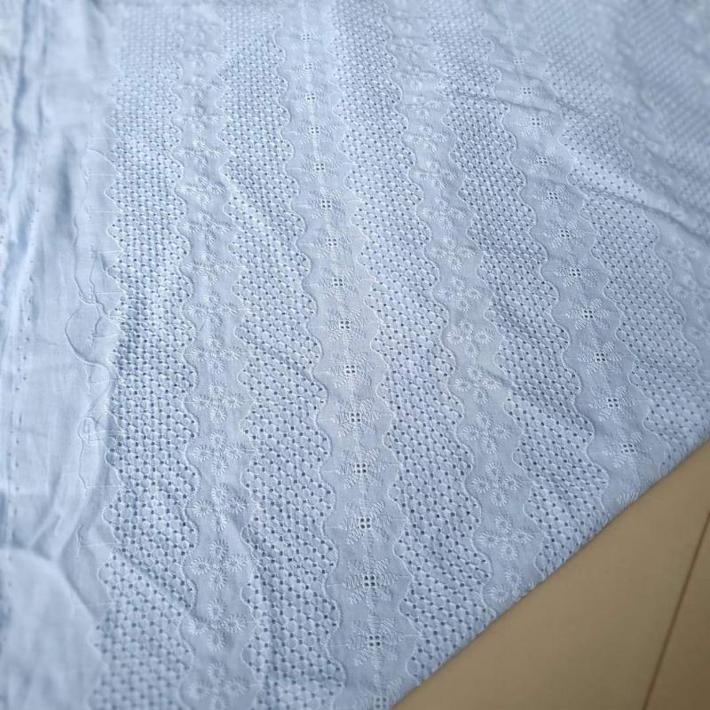 Vải thô boi thêu đục lỗ xanh