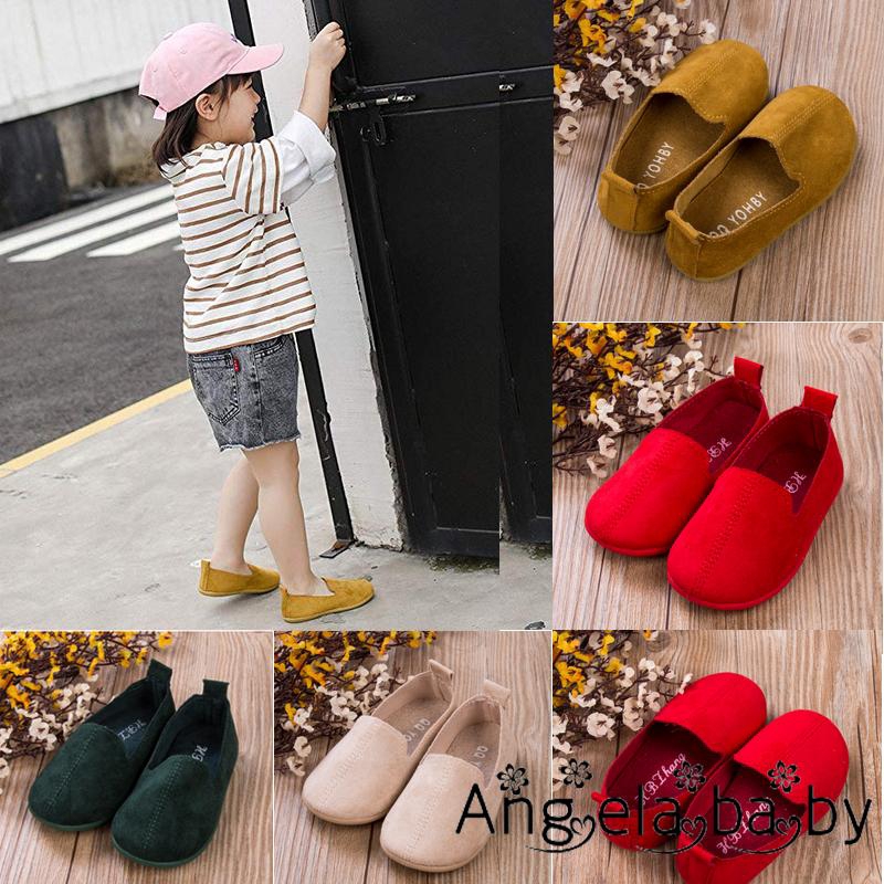 ⓗღ✯Walking Sneakers Leather Shoes for Girls Boys Baby Soft Sole Fluff Pure-Color Suede Shoes