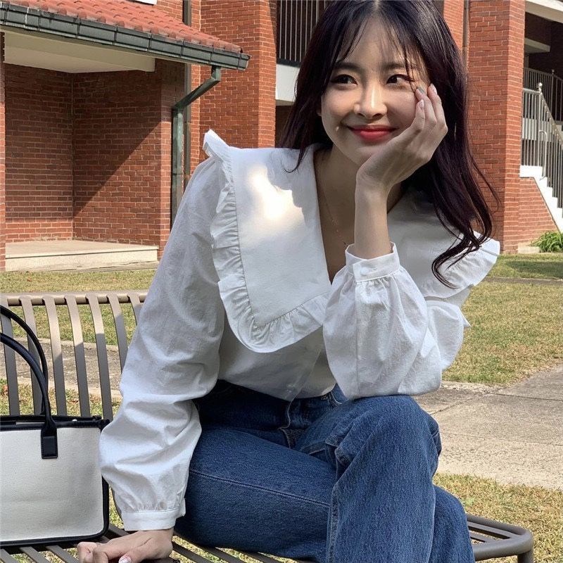 Áo Sơ Mi Cổ Búp Bê Phong Cách retro Thời Trang Mùa Xuân Mới