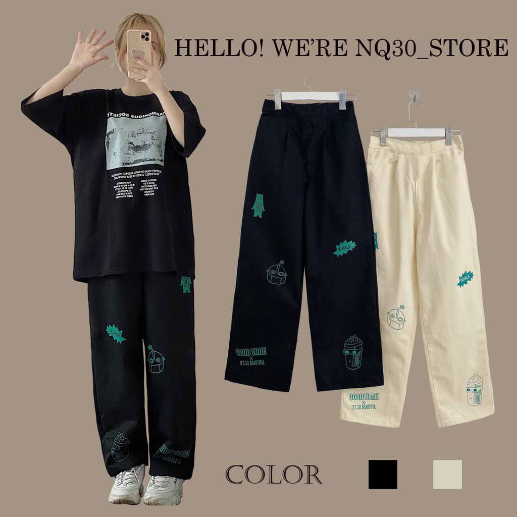 👉 CÓ VIDEO + ẢNH THẬT 👉  Quần Jogger Nỉ UNISEX NAM NỮ, IN HỌA TIẾT Gobi Whale FORM Ống Rộng Dáng Suông LƯNG THUN