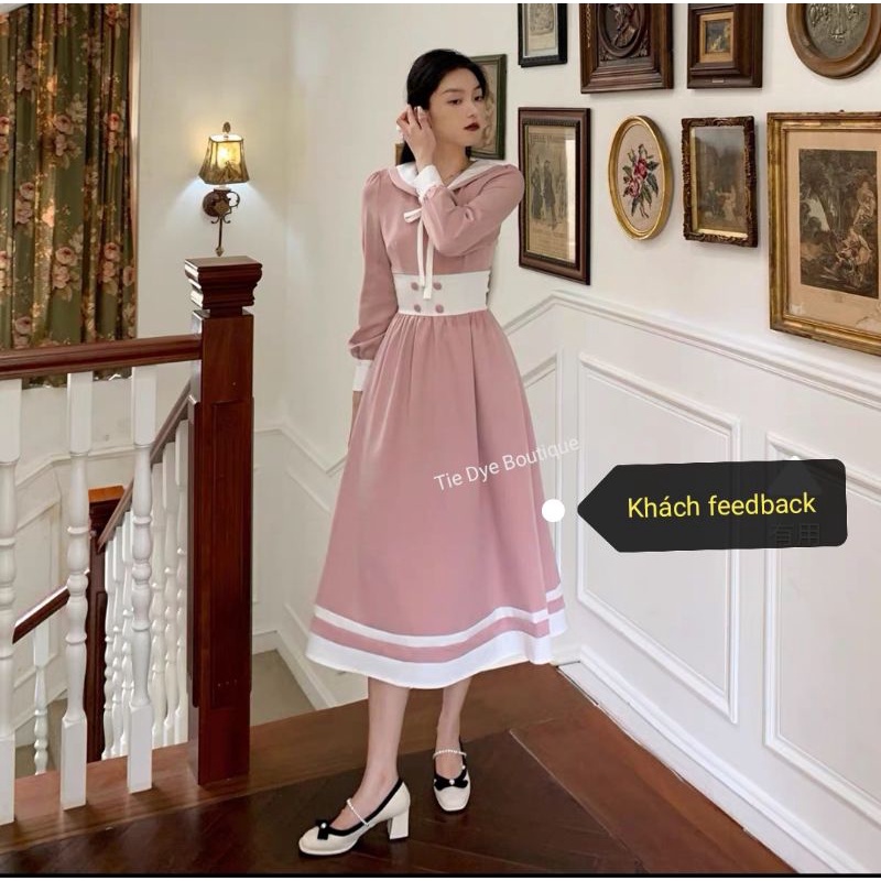 ĐẦM RETRO TIỂU THƯ DÁNG DÀI MIDI PHONG CÁCH CÔ GÁI PHÁP - Tie Dye Boutique 🦩🦩