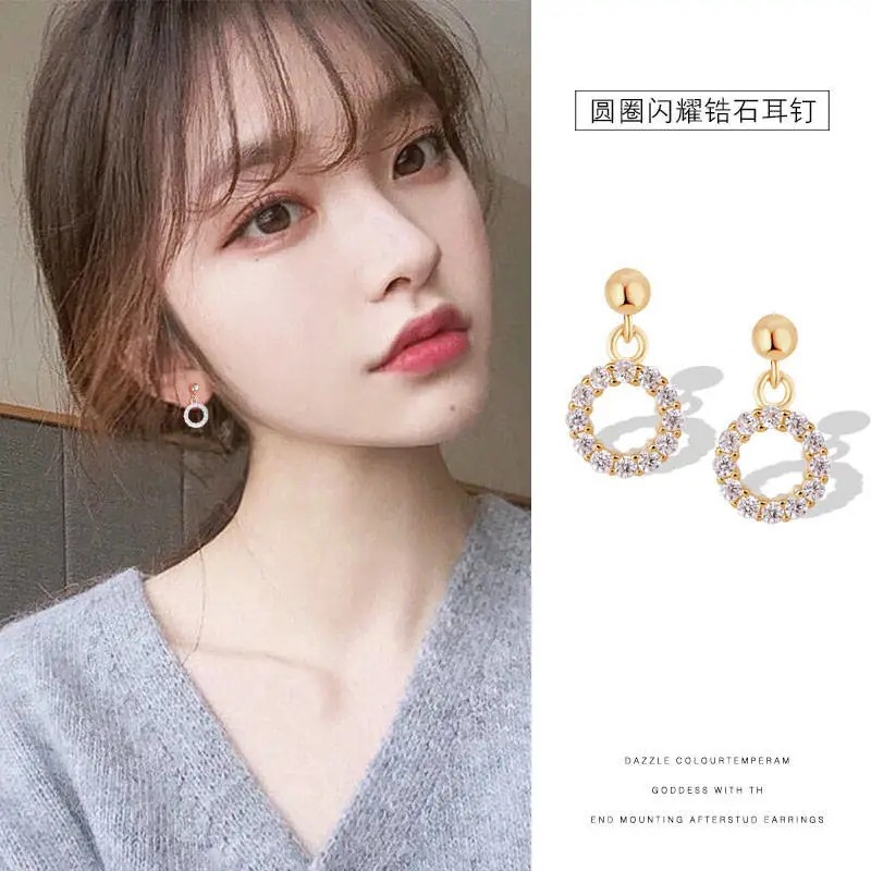 Bông tai mạ bạc S925 đính ngọc trai đơn giản phong cách Hàn Quốc xinh xắn cho nữ