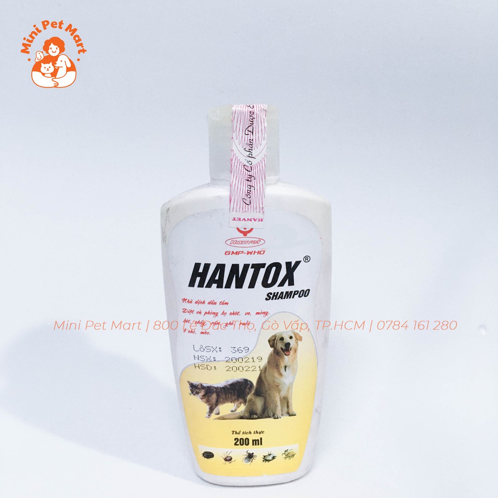 Sữa tắm trị ve, bọ chét, rận cho chó mèo HANTOX - 200ml