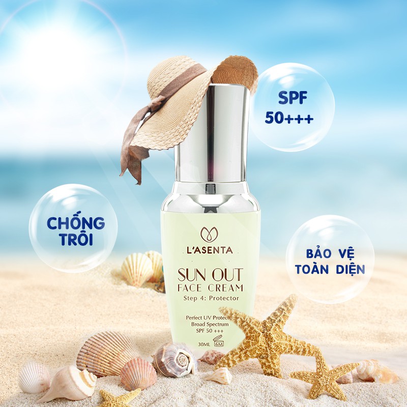 Kem Chống Nắng Vật Lý Bảo Vệ Toàn Diện Lasenta Sun Out Face SPF 50 PA+++ Chống Trôi,Dưỡng Trắng Lên Tone Da