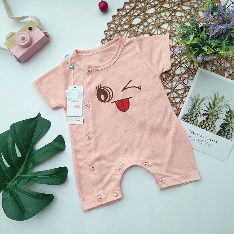 Body cotton cộc tay cúc chéo cho bé 3-8kg