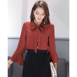 Áo Kiểu Tay Loe Nơ Cổ