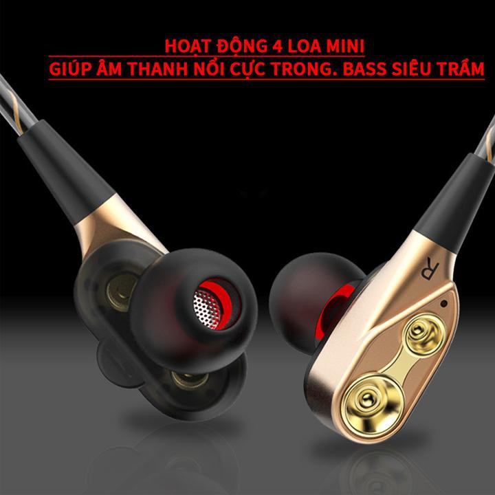 (Sỉ IB)Tai nghe HiFi lõi kép siêu bass-Siêu chất-Có míc đàm thoại - Nội địa trung