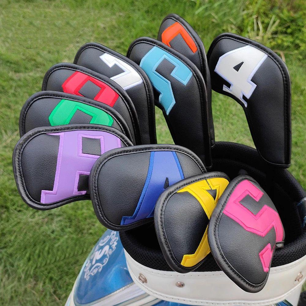 Set 10 Vỏ Bọc Gậy Đánh Golf Bằng Da PU Cao Cấp Màu Gradient 6 Clors 4-9 ASPX