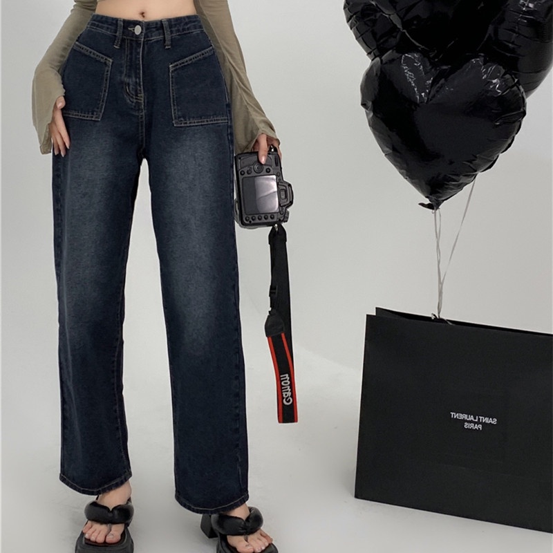 Quần Denim Ống Rộng Thời Trang Cá Tính Dành Cho Nữ