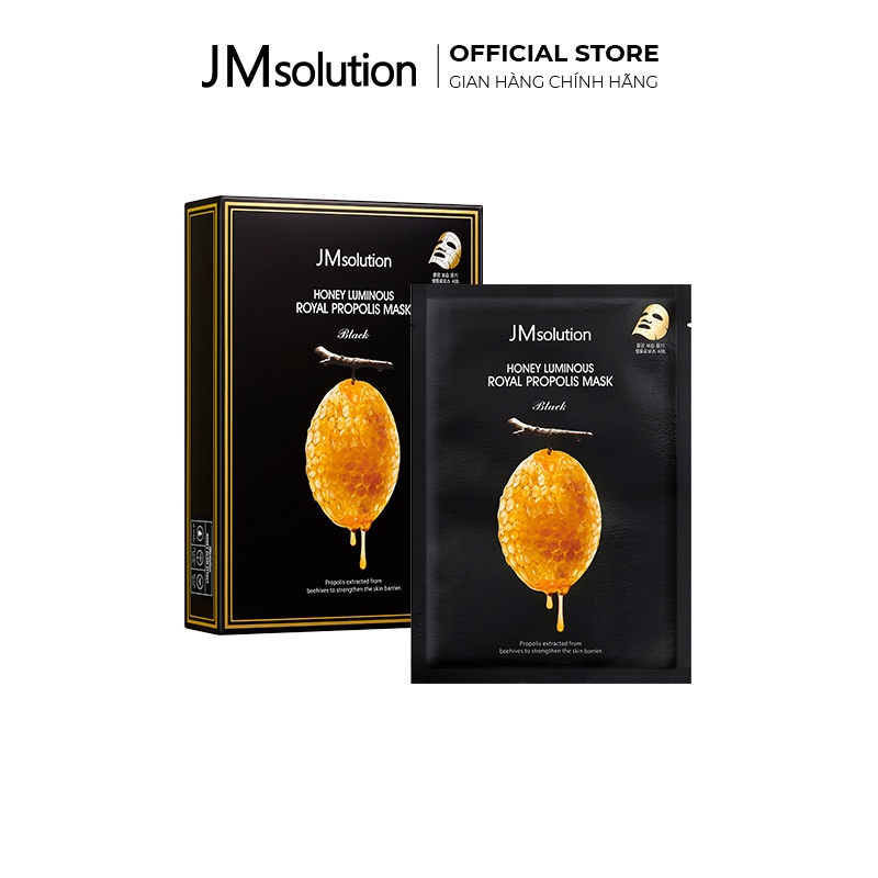 Mặt Nạ Mật Ong Dưỡng Sáng Và Dưỡng Ẩm JMsolution Honey Luminous Royal Propolis Mask Black 30ml x 10 Miếng