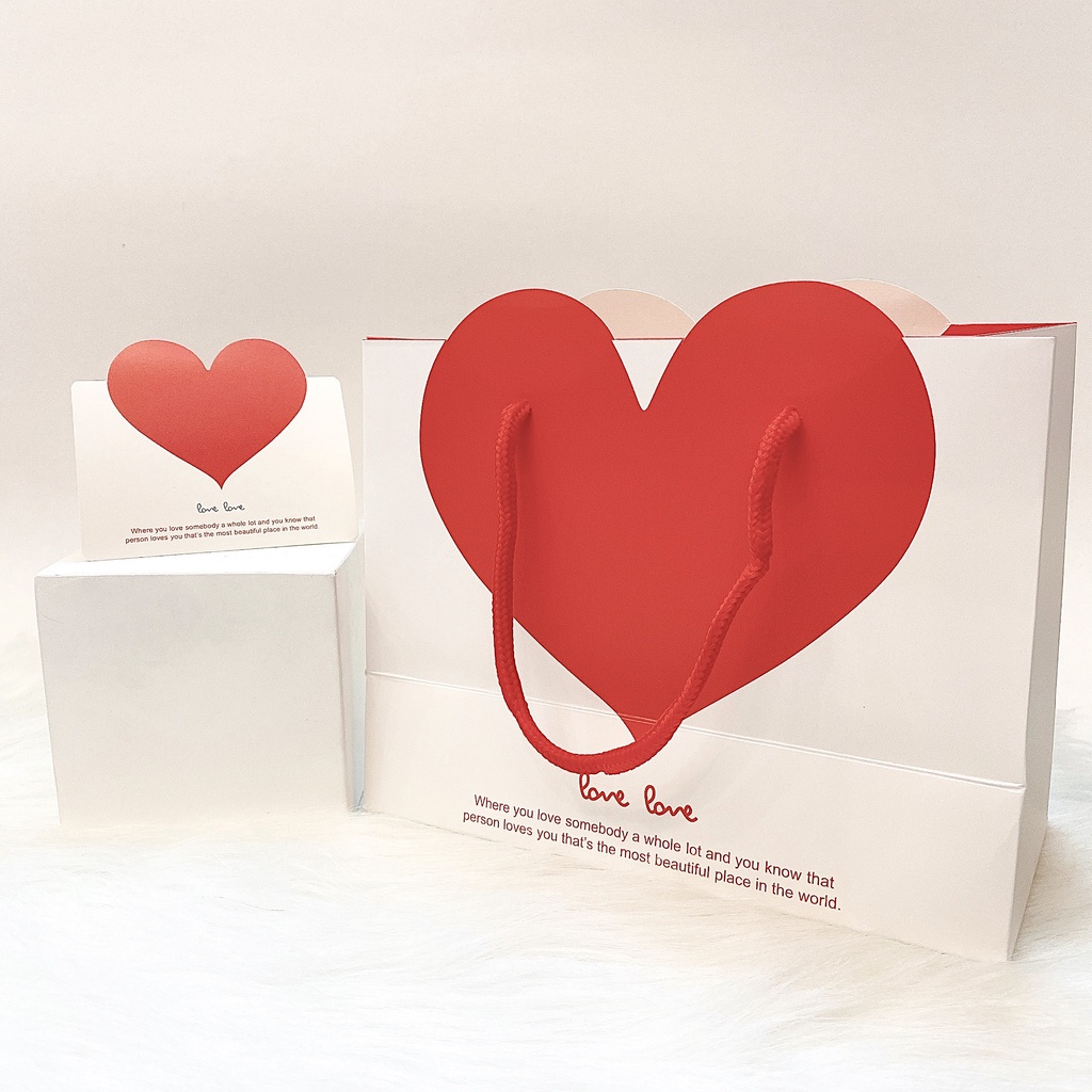 ⚡ Túi giấy trái tim có quai siêu dễ thương - Túi đựng hộp quà, quà tặng