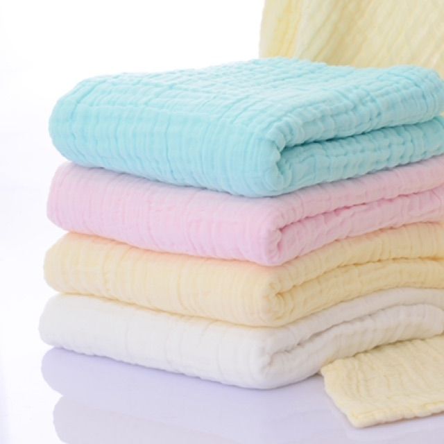 Khăn tắm 6 lớp màu trơn,bằng vải xô dày, siêu mềm, an toàn cho làn da nhạy cảm nhất