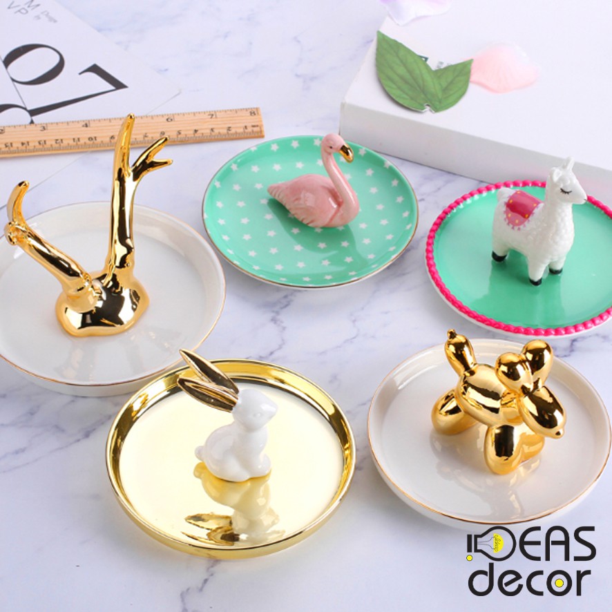 Dĩa mô hình thú gold -  đạo cụ chụp ảnh sản phẩm ins, phụ kiện trang trí nhà cửa - IdeasDecor