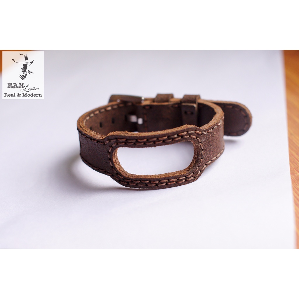 Dây miband 3 , miband 4 , miband 5, miband 6 da bò mài nhám vintage - RAM Leather
