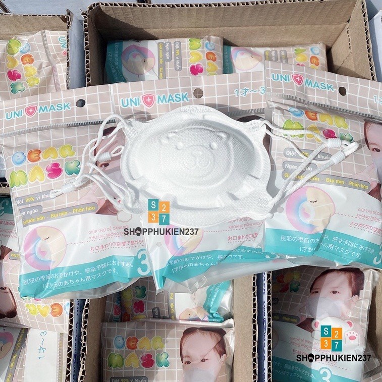 Set 3 chiếc khẩu trang 3D UNI MASK cho bé 0-3 tuổi - Khẩu trang kháng khuẩn - TIÊU CHUẨN NHẬT BẢN