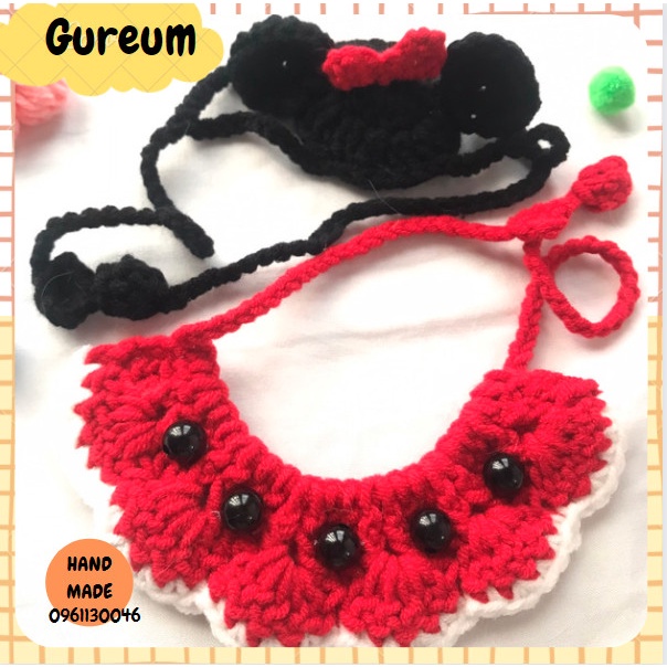 Set yếm + mũ cosplay chuột mickey cho cún,mèo,thỏ...free size