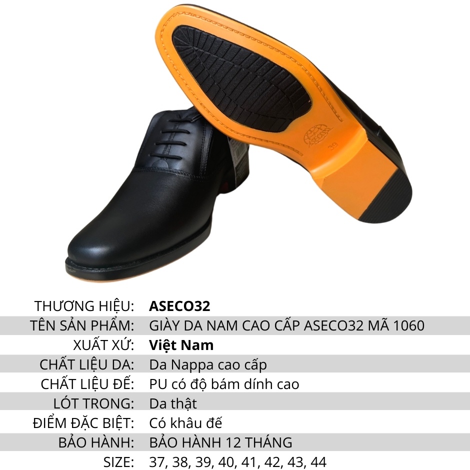 Giày tây nam da bò cao cấp ASECO32 mã 060