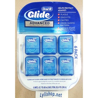 Lốc 6 hộp chỉ nha khoa Oral B Glide Pro-Health Advanced Multi Protection Floss Clean Mint hộp 44m từ Mỹ oral b glide