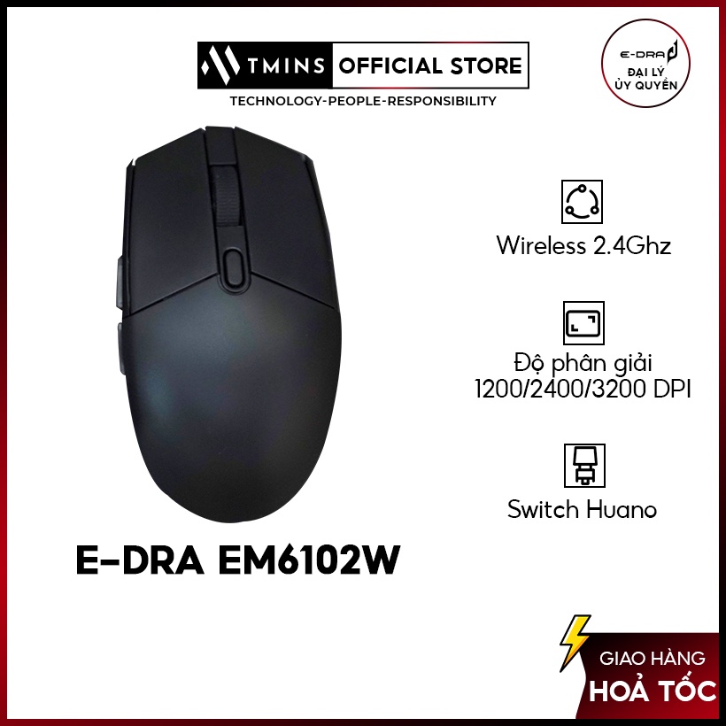 Chuột Gaming không dây E-DRA EM6102w chuyên game FPS,Moba - Bảo hành 24 tháng