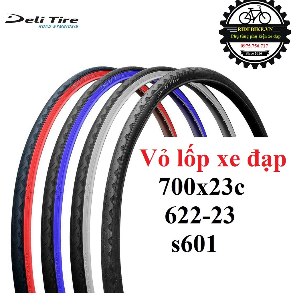 Vỏ lốp xe đạp thể thao Deli Tire S601 700x23C hông màu