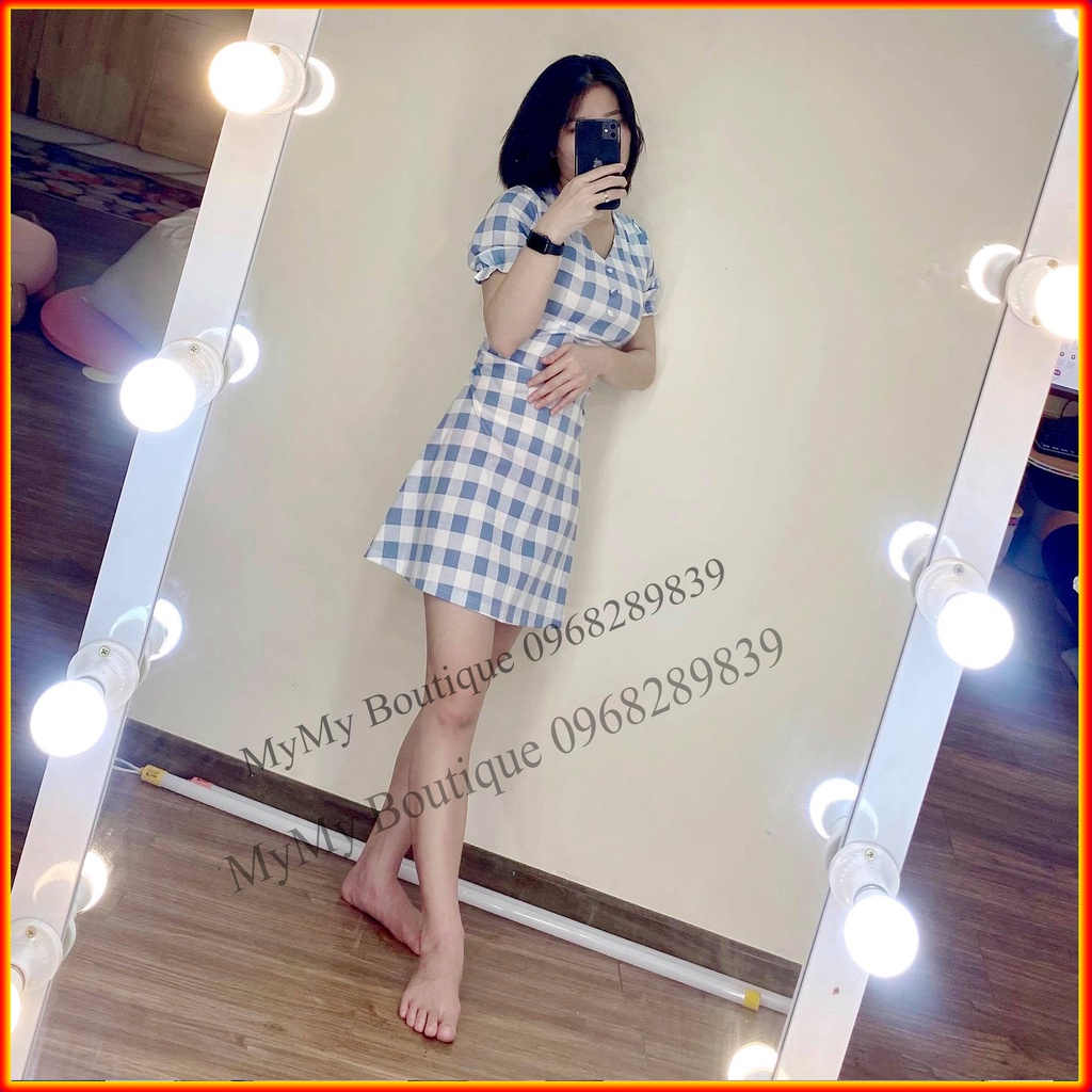 Váy Nữ Xinh, Váy Caro Tay Phồng Cổ V, Váy Bánh Bèo Tiểu Thư | BigBuy360 - bigbuy360.vn