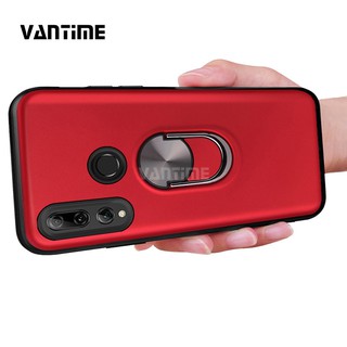 Car case for huawei y9 prime 2019 soft tpu shockproof metal ring holder cover phone casing