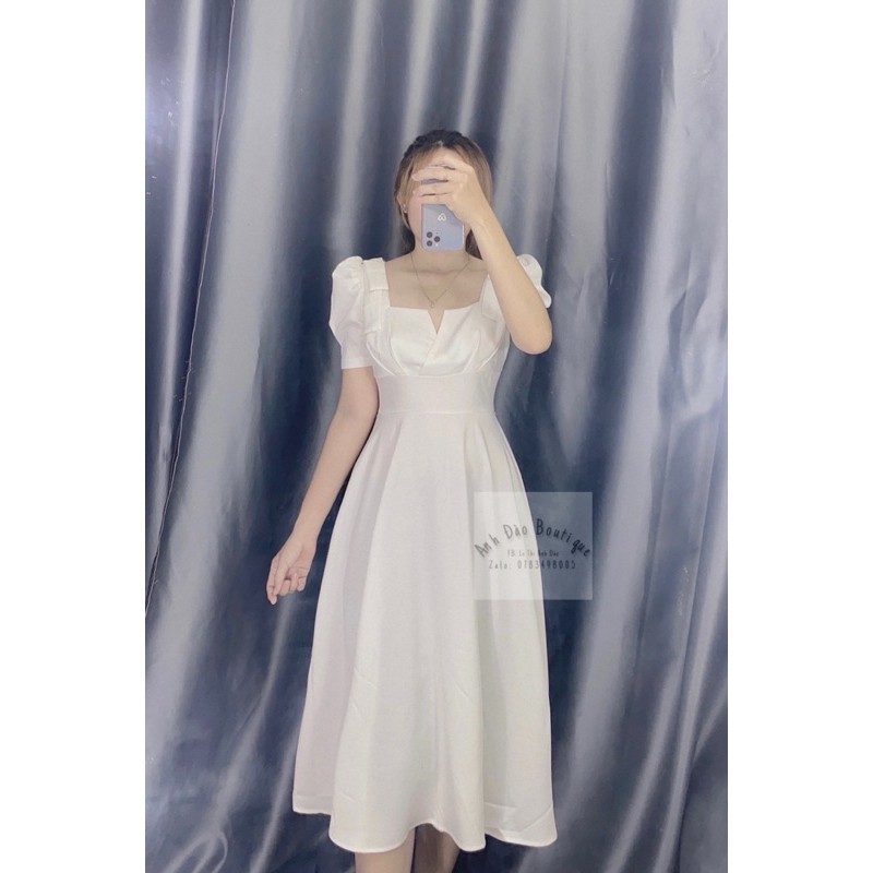 [HÀNG CAO CẤP] Đầm dự tiệc Lụa nơ vai xẻ ngực kiểu tay bồng sang trọng | BigBuy360 - bigbuy360.vn