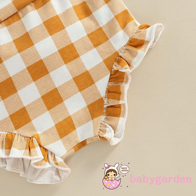 Bộ Áo Thun Tay Ngắn In Chữ + Quần Short Caro + Băng Đô Thời Trang Dành Cho Bé Gái 0-24 Tháng Tuổi