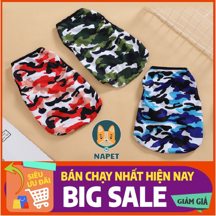 Quần áo thú cưng - Áo cho chó lưới thoáng mát mùa hè kiểu lính siêu kute