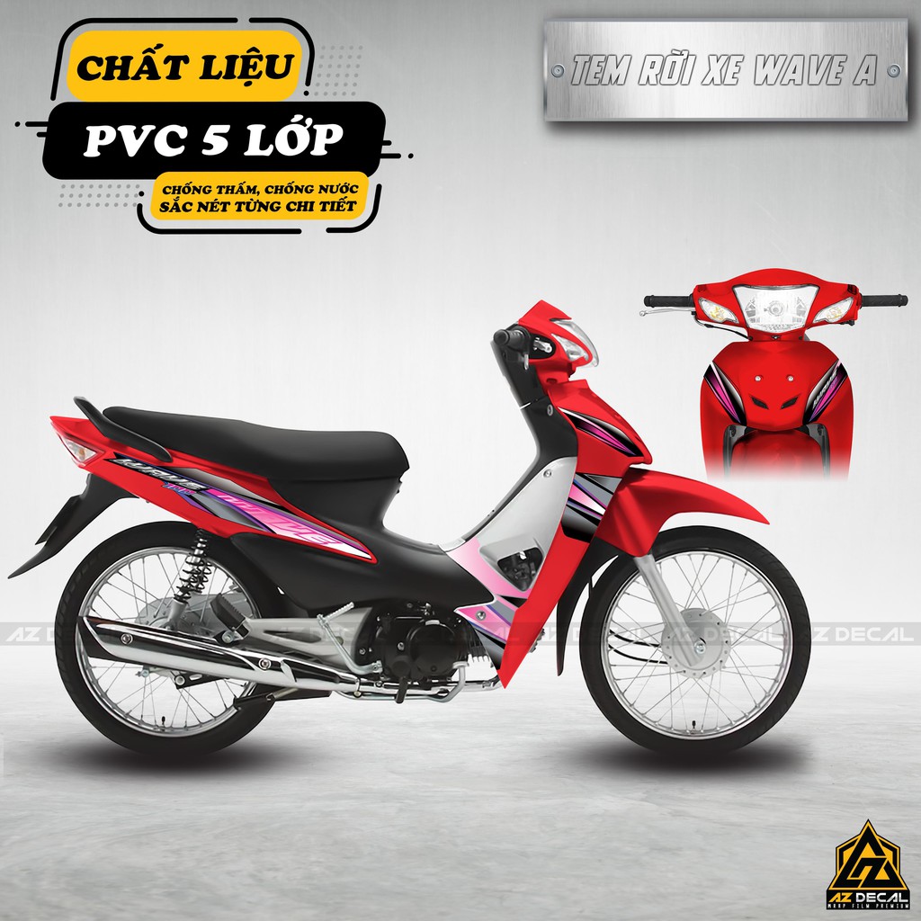 [New] Tem Xe Wave 2021 Phối Màu Big City Boy Hồng Tím | WA061602WW | Decal PVC Chống Bay Màu