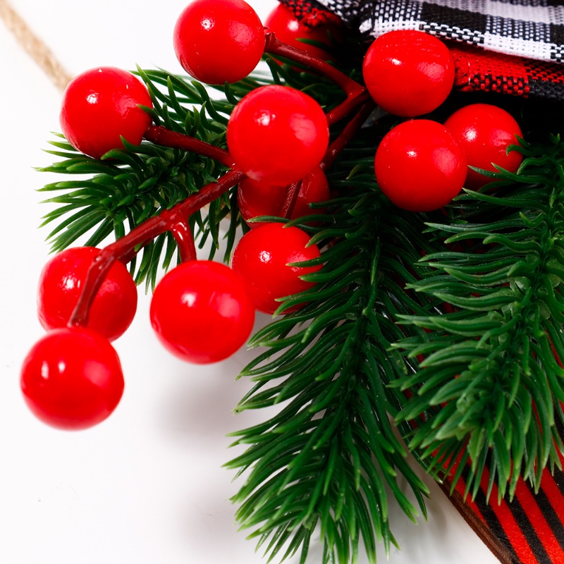 1 Dây Treo Trang Trí Giáng Sinh Bằng Gỗ Phối Vải Bố Và Nơ Xinh Xắn