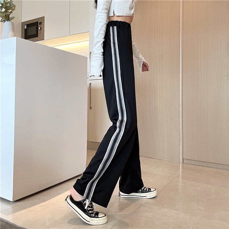 Quần dài NZN ống rộng kẻ sọc phong cách Hàn Quốc cho nữ