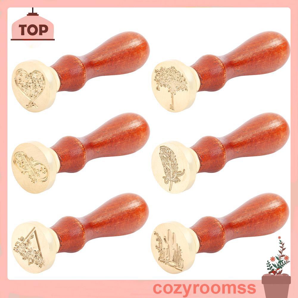 Sáp Retro Plant Pattern Wax Seal Stamps Wooden Handle Sealing Wax DIY Crafts