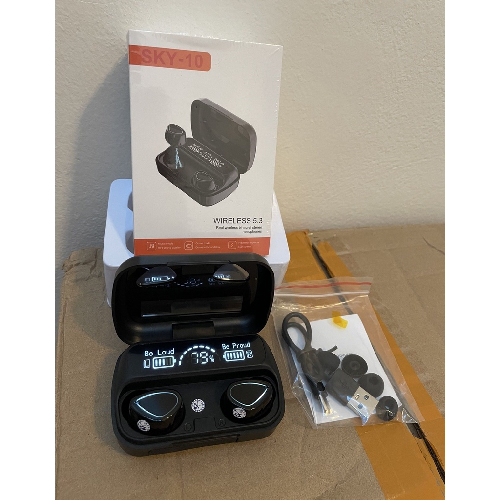 Tai nghe Bluetooth Sky 10  cao cấp, cảm ứng, đàm thoại, nghe nhạc 10H liên tục, kiêm sạc dự phòng