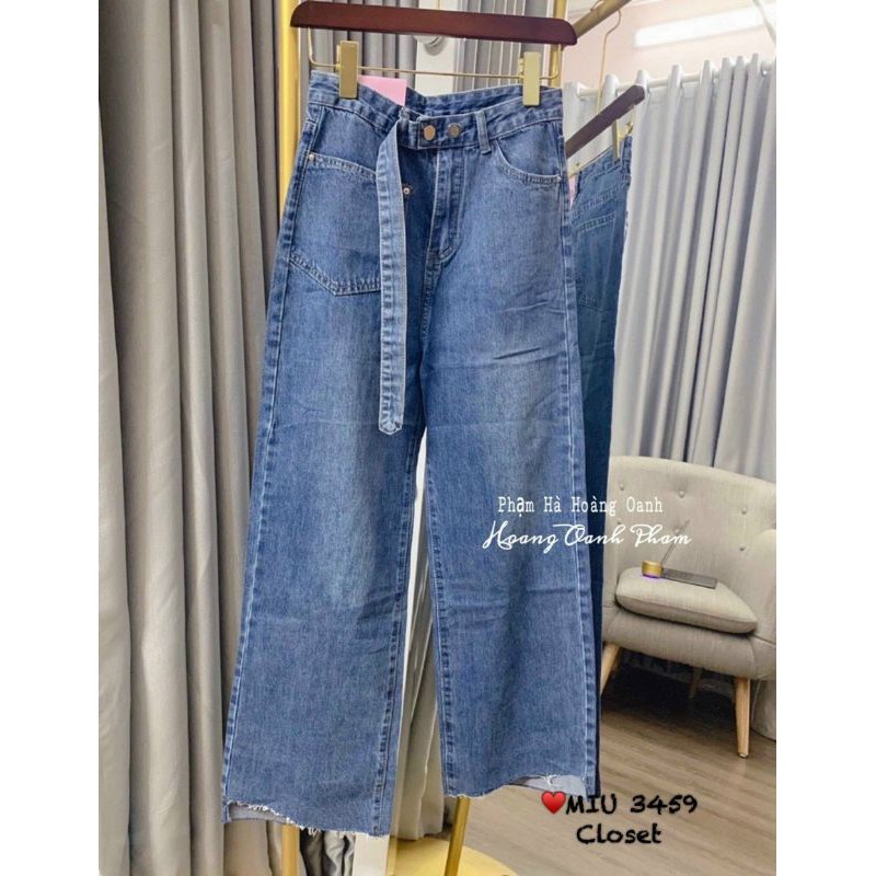 Quần jean suông vát gấu hàng QCL1