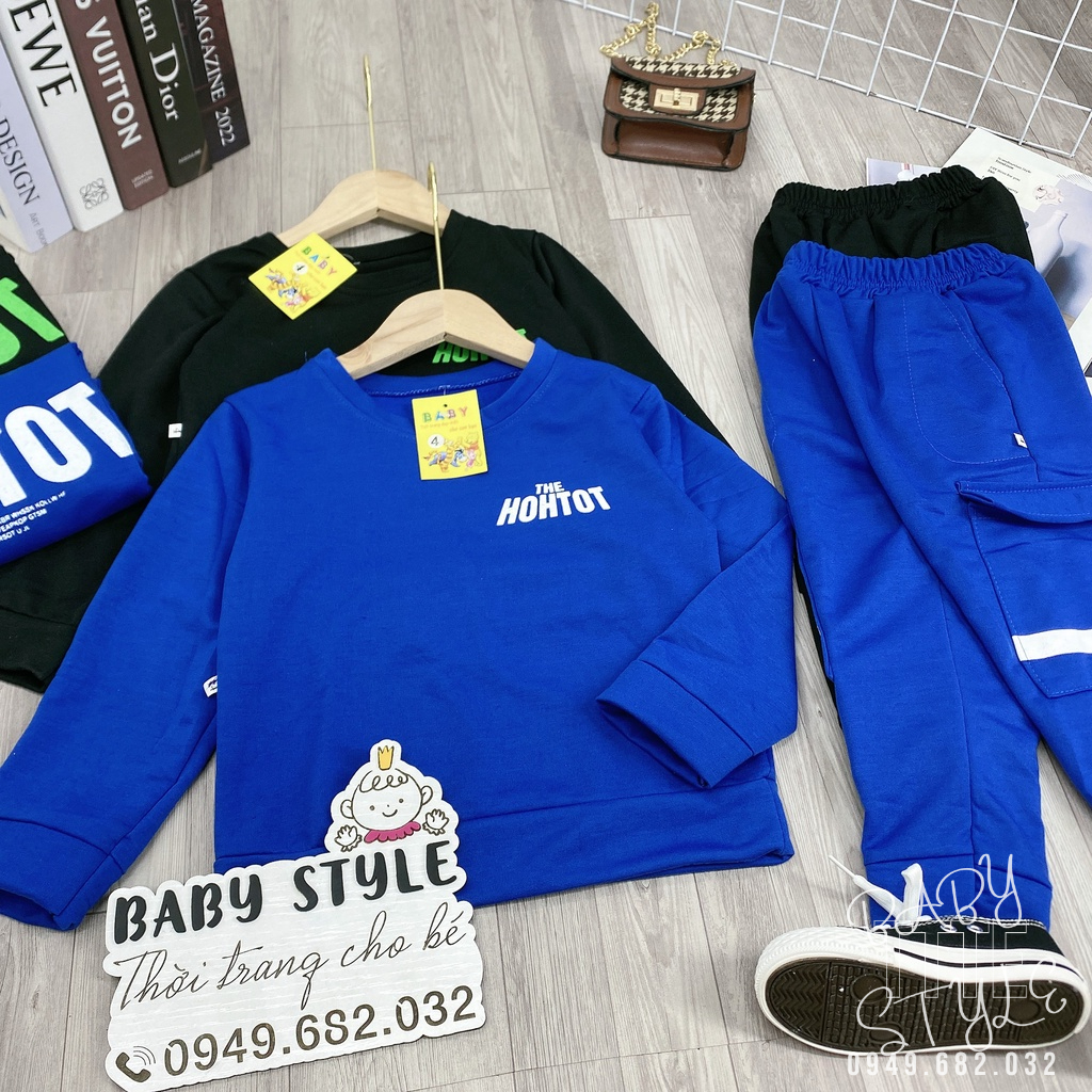 Bộ quần áo thu đông bé trai “HOH“ 14-45kg, đồ dài tay ấm áp cho bé trai 4-14 tuổi. Vải da cá dày đẹp. Hàng may kỹ. B41