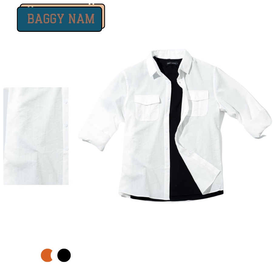 áo Sơ mi nam dài tay nam thời trang nam Baggy, áo đũi nam mặc mát form đẹp, có hai túi hộp trước ngực.