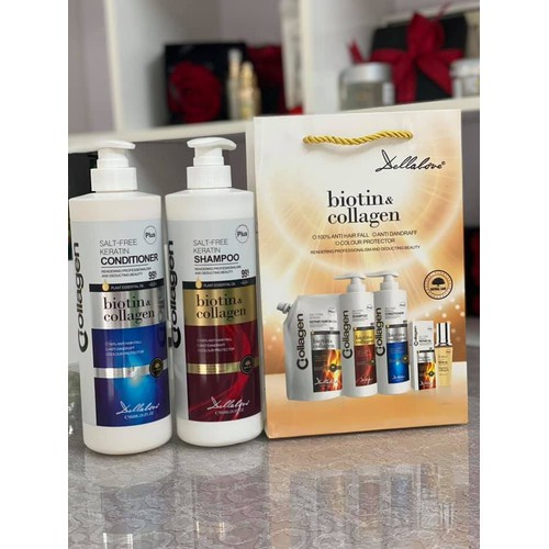 Cặp Dầu Gôi Biotin Collagen Dellalove 850Ml Cao Cấp Siêu Phục Hồi Tóc, Kích Thích Mọc Tóc Hàng Chính Hãng
