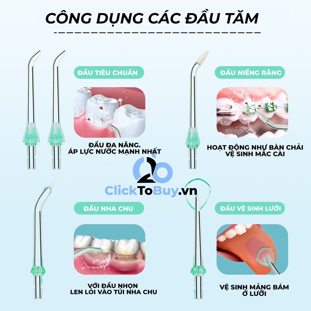 Combo 2 máy tăm nước H2ofloss, máy cầm tay pin sạc và máy gia đình cắm điện