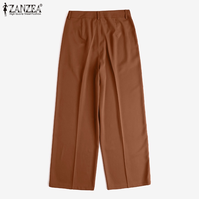 Quần dài nữ ZANZEA ống rộng lưng thun thanh lịch thời trang