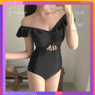 [Xưởng May Bikini Hà Minh] Bikini, Đồ Bơi Đi Biển Một Mảnh thân Liền Đen Dây Rút Ngực Secxy AG0820 ODERI