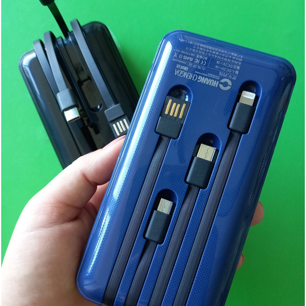 Sạc dự phòng 20000mah có 3 đầu sạc và 1 đầu găm usb