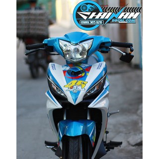 Tem trùm exciter 135 xanh trắng