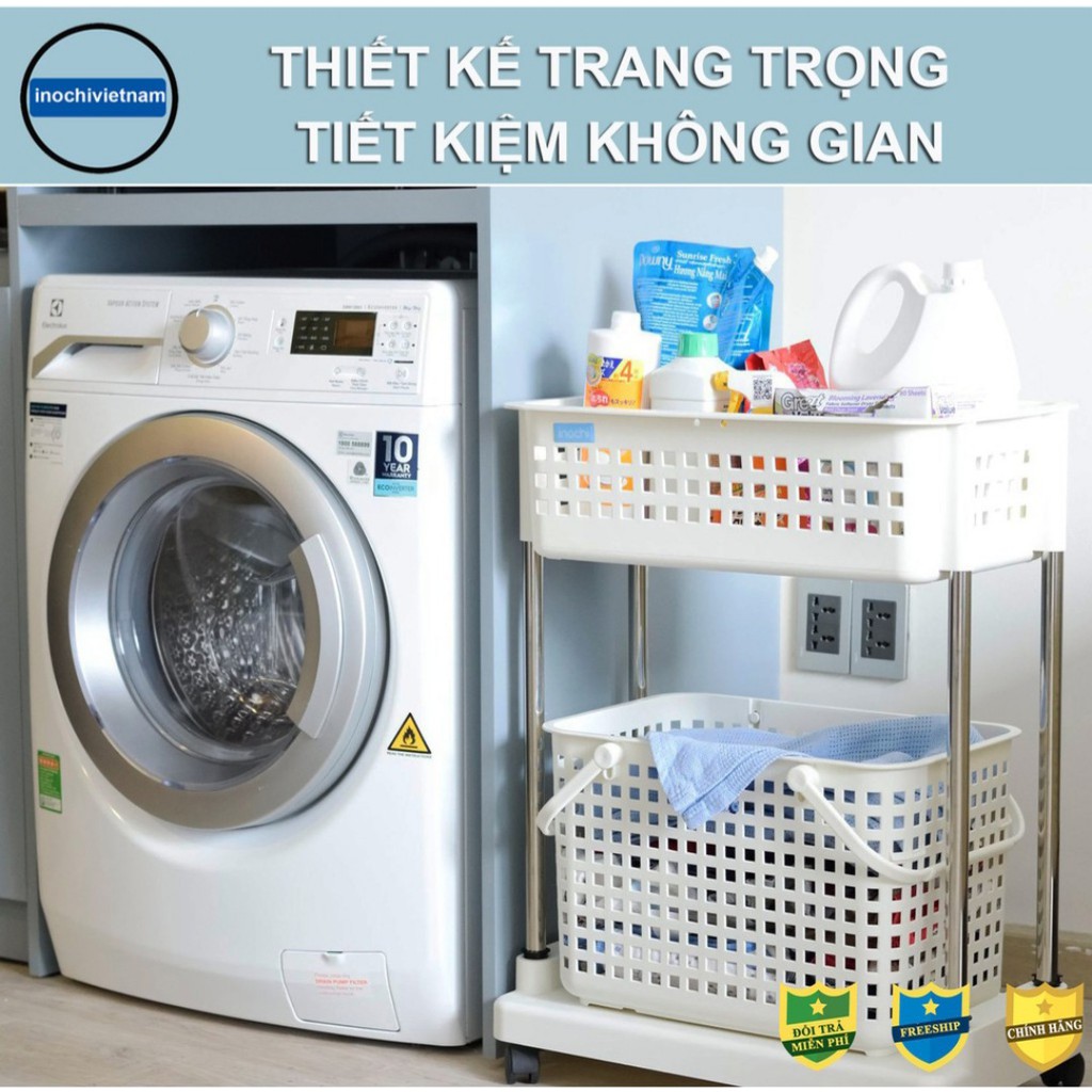 Kệ giặt di động NACHI inochi 2 tầng Có bánh xe,Kệ di động đựng mỹ phẩm Spa